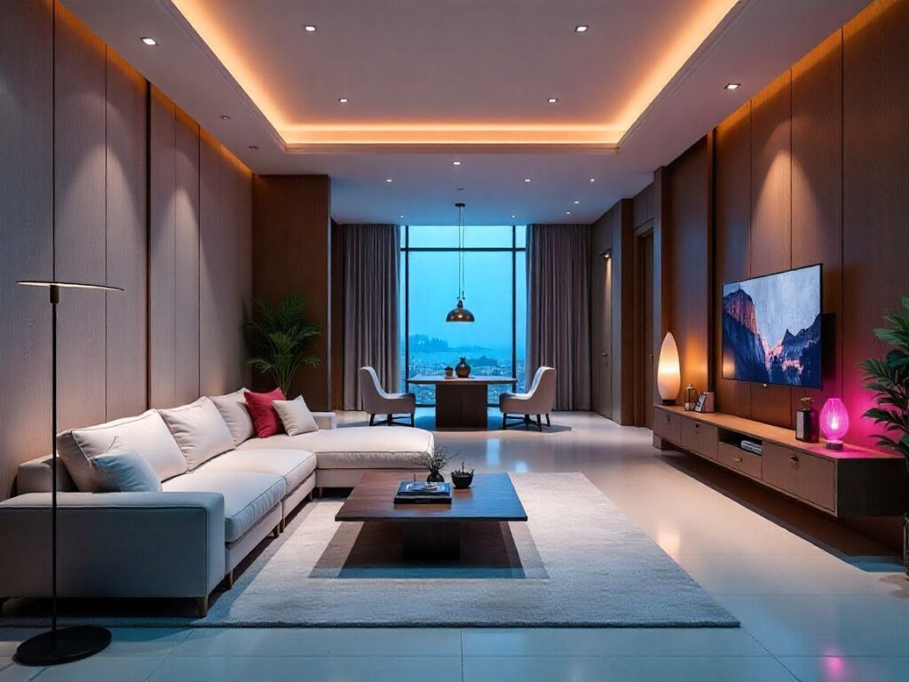 Comprehensive interior design Qatar collage showing luxury homes, villas, apartments, hotels, and offices.
